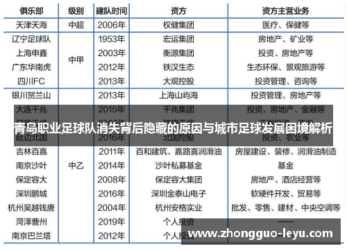 青岛职业足球队消失背后隐藏的原因与城市足球发展困境解析